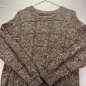 Vintage Grandpa Sweater Mens Large Heavy Knit Brown Earth Tones Holiday Winter